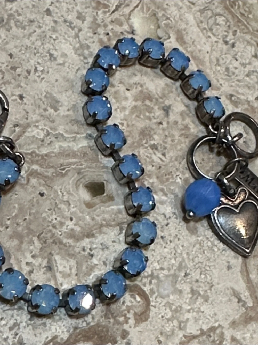 Mariana Periwinkle Blue Crystal Heart Charm Bracelet